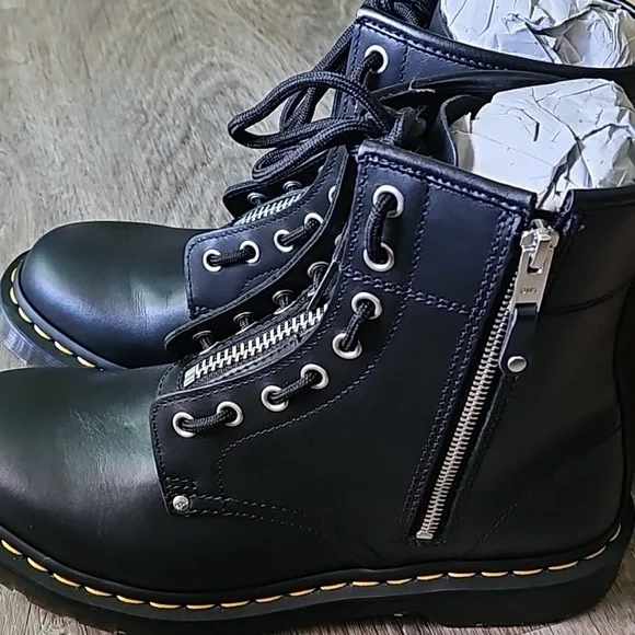 Dr. Martens Air Wair 1460 BLACK WANAMA TWIN ZIP 8 EYE BOOT - Picture 3 of 12